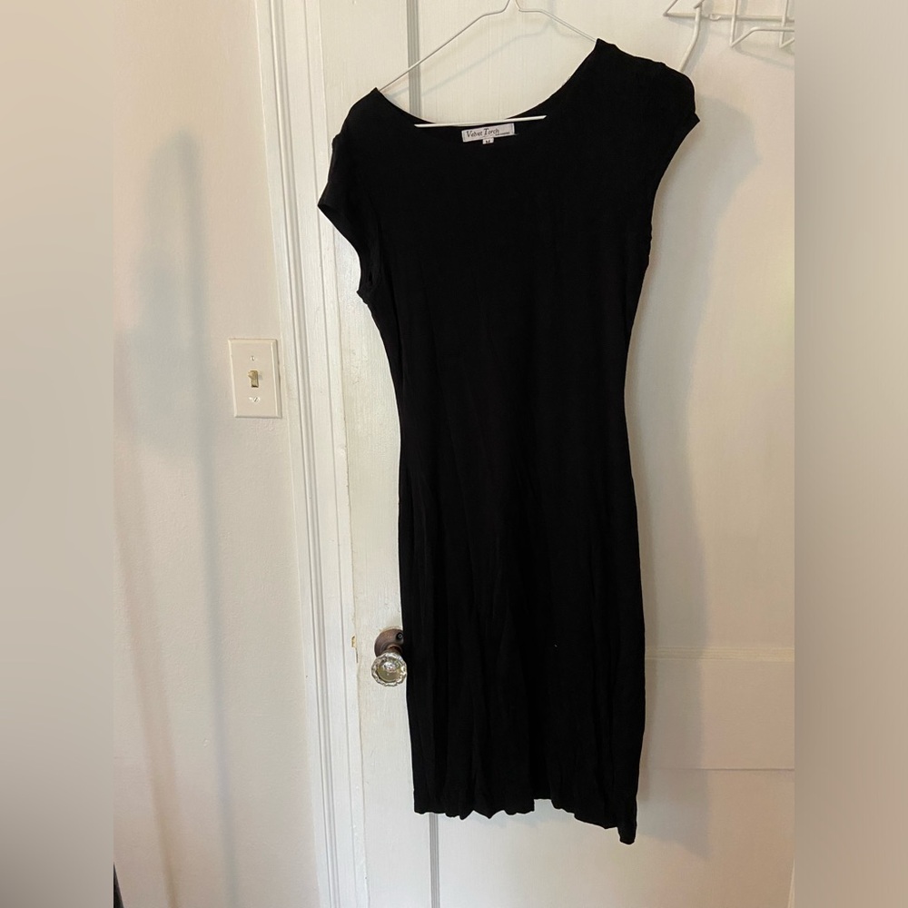 Black capped sleeve dress